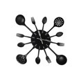 thumbnail image 2 of Youkk Kitchen Wall Clock Removable Spoon Fork Clocks Mirror Hanging Ornament Mute Movement Quartz Home Decor Black, 2 of 6