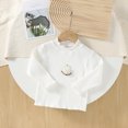 thumbnail image 4 of Cowsor Girls Soft Ribbed Peter Pan Collar Bow T-Shirt Sweet and Ribbed Knit Casua Cute Tops, 4 of 4