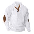 thumbnail image 1 of Besolor Mens Corduroy Sweatshirts Color Block Lapel Collar Button up Pullover Mock Neck Long Sleeve Sweaters Tops, 1 of 6
