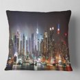 thumbnail image 1 of Lit NYC Manhattan Skyline - Cityscape Photo Throw Pillow - 16x16, 1 of 1