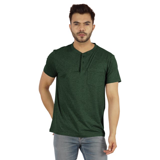 Inkmeso Solid Henley T-Shirt For Mens Cotton Short Sleeve Tee Shirts Pocket Shirt