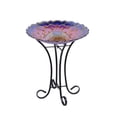 thumbnail image 1 of Bain d'Oiseaux en Verre à Motif FLORAL Solaire avec Support, 1 of 3