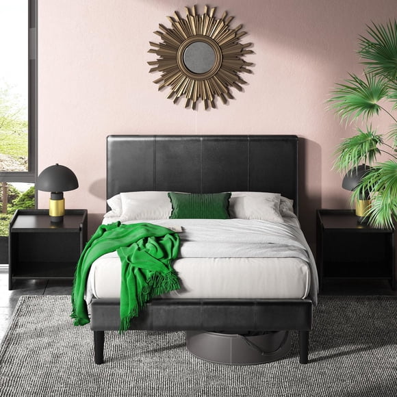 ZINUS Gerard Faux Leather Upholstered Platform Bed Frame, Mattress Foundation, Wood Slat Support, No Box Spring Needed, Easy Assembly, Tools Included, 5 Year Warranty