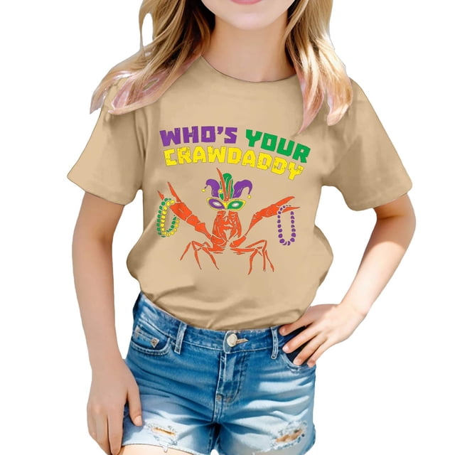 T-shirts à Col en V Filles T-Shirt à Manches Longues pour Enfants T-Shirt Décontracté Imprimé à Col Rond à Manches Courtes pour Filles T-Shirt Chemise Décontractée