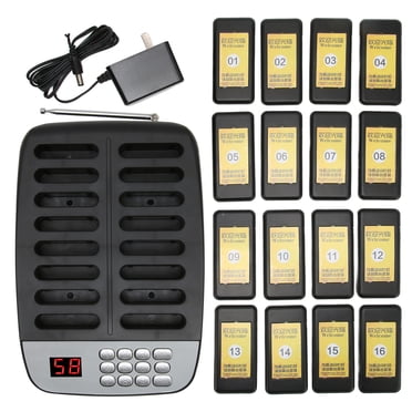 Vobor-CA F100 Restaurant Pager System 16 Wireless Calling Pagers Vibration Buzzer Flashing Light