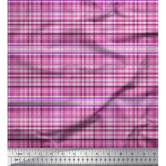Soimoi Cotton Duck Fabric Plaid Check Print Fabric by Yard 42 Inch Wide