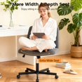 thumbnail image 4 of FDW Chaise Croisée, Roulettes Assise en Tailleur Bureau Moderne Pivotante Hauteur Réglable Siège Grand Tâche Informatique Confortable Tissu Sans Accoudoirs pour, Gris, 4 of 7