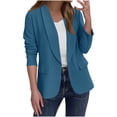 thumbnail image 1 of aohooy Vestons Formels pour Femmes Automne Chic Ouvert Col à Revers Veste de Complet Tenue de Bureau Décontractée Manches Longues Bureau Travail Veston 2025 Bleu Foncé,L, 1 of 8