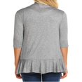 thumbnail image 3 of Women Ruffle Hem 3/4 Sleeve Cardigan Open Front Knit Sweaters Coat Solid Lightweight Basic Outwear Light gray 2XL, 3 of 6