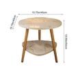 thumbnail image 3 of Gray Marble Pattern Round Side Table With Double Shelf Gray Finish Small Coffee Table For Bedroom Living Room #66w77, 3 of 6