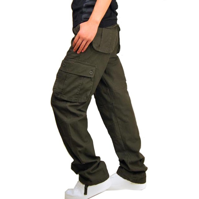 XZNGL Mens Solid Multi-Pocket Washed Overalls Outdoor Casual Pants Trousers