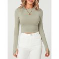 thumbnail image 3 of Faithtur T-shirt pour Femmes, Manches Longues Col Rond Ajusté Crop Top avec Trous pour les Pouces pour Usage Quotidien, 3 of 9