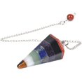 thumbnail image 2 of Angelstones 7 Chakra Gemstone Rock Crystal Hexagonal Pointed Reiki Chakra Pendant Pendulum, 2 of 2