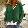 thumbnail image 2 of Yuyuzo Womens Cardigan Sweater Long Sleeve V Neck Button down Cropped Jackets Fall Winter Outwear Solid Color, 2 of 4
