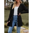 thumbnail image 2 of Diconna Women Fashion V-Neck Cardigan Solid Color Rib Long Sleeve Sweater Button-Down Fall Casual Soft Knit Coat, 2 of 7