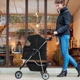 thumbnail image 2 of BestPet Nouvelle Poussette pour Animaux Noire Cage pour Chat et Chien Poussette à 3 Roues Transport Pliant de Voyage T13, 2 of 7