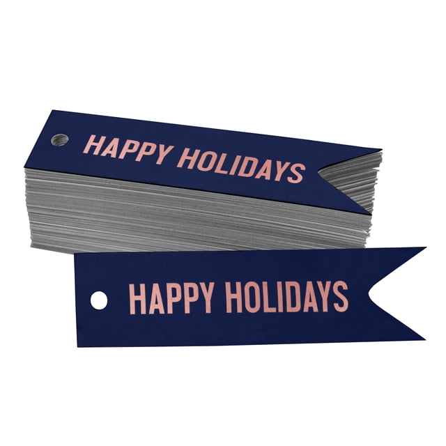 Inkdotpot Real Rose Gold Foil Happy Holiday Tags Favor Hang Paper Tags 100 Pieces