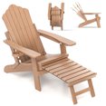 thumbnail image 1 of Costway Chaise Adirondack de Patio Tout Temps en HIPS Chaise Longue avec Repose-Pieds Rétractable Brun, 1 of 9