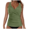 thumbnail image 1 of NIEWTR V-Neck Tankini Tops For Women Backless Adjusting Strap Bathing Suits Tummy Control Push Up Swimsuit Top(AG,S), 1 of 9