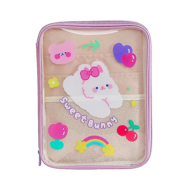 Clear Tablet Sleeve Bag Lovely Cartoon Bear Carrying Bags Transparent Storage