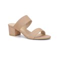 thumbnail image 1 of Women's Dual Straps Mid Chunky Heel Slide Sandals Nude 7, 1 of 7