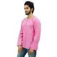 thumbnail image 2 of Atasi Men's Baby Pink Short Kurta Round Keyhole Neck Cotton Shirt-Small, 2 of 6