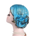 thumbnail image 4 of Elegant Floral Lace Headscarf Hats Exclusive For Women Elastic Breathable Polyester Gauze With Ruffled Edges, 4 of 6