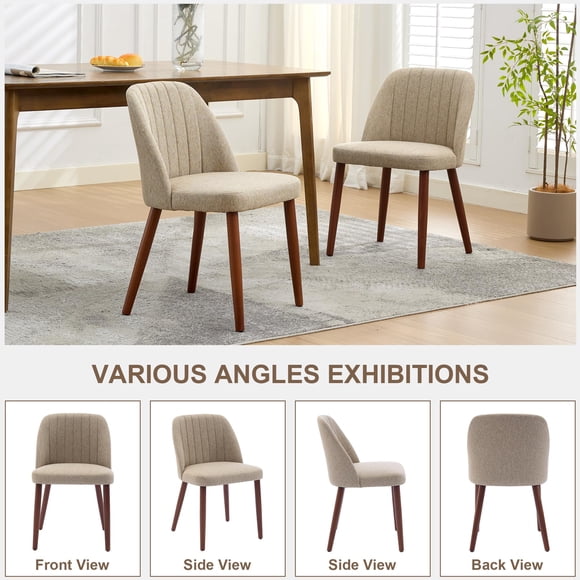 AKDSteel  Set of 2 Modern Wood Dining Chairs, Upholstered Fabric Side Chairs with Padded Seats and Solid Wooden Legs for Home or Restaurant