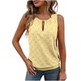 thumbnail image 2 of Eiyaclvo Womens Tank Tops Trendy Keyhole Crew Neck Sleeveless Tops Summer Solid Color Basic Cami Tops 2025 Fashion Embroidery Eyelet Tops, 2 of 9