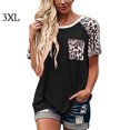 thumbnail image 4 of T-Shirt pour Femme à Col Rond avec Poche, Blouse Imprimée, T-Shirt Imprimé pour Fille, Haut à Manches Courtes, Noir, 3TG, 4 of 4