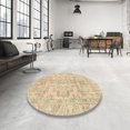 thumbnail image 3 of Ahgly Company Tapis Rond Abstrait Marron Or pour Intérieur, 3 Pieds Rond, 3 of 6