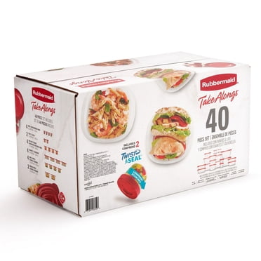 Rubbermaid TakeAlongs Food Storage Containers, Ruby, 40-Piece Lunch and Meal Prep Set