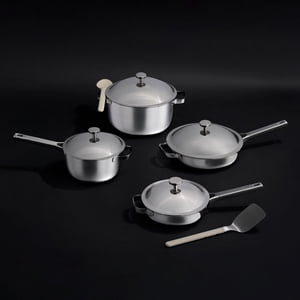 Our Place Titane Pro Ensemble d'articles de cuisine (10 pièce) Our non-toxique, chef-approuvé serti de cuisine en titane Chrome