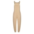 thumbnail image 3 of HAiming Women's Cotton Overalls Casual Loose Button Jumpsuits Adjustable Straps Wide Leg Rompers with Pockets, 3 of 5