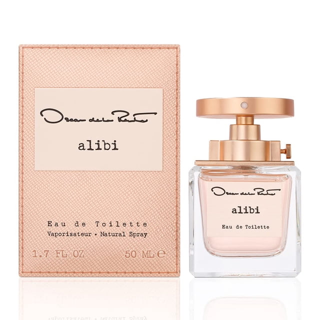 Oscar De La Renta Alibi Eau de Toilette, 1,7 Fl Oz, Exposée dans une Bouteille en Verre Transparent avec un Bouchon Or rose et un Parfum rose Doux. la Boîte rose blush Texturée Met en Valeur le Nom de la Marque et les Détails du Produit. Ce Parfum floral au Musc Comprend des notes de Tête de Bergamote, de Mandarine et de Fleur de Poirier, des notes de Cœur de lotus, de Pêche et de Pivoine, et des notes de base d'Ambre, de Musc Précieux et de Bois Blanc. Parfait pour Appliquer sur des points de Pulsation,
