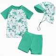 thumbnail image 1 of Curenmufel Boys Bathing Suits Rash Guard Boys Rash Guard Set 2 Piece UPF50 Swim Shirt & Swim Trunks 12 18 Months (Green,12-18 Months), 1 of 6