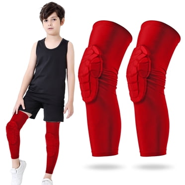 FlyFlise Kids Leg Sleeves Anti-Slip Leg Sleeves with Protective Knee Pads for Basketball Volleyball Skating