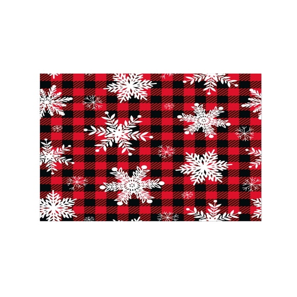 Bwiyojiz 23.6x15.7" Christmas Carpet Red Plaid Snowflake Home Holiday Gift Kitchen Bedroom Bathroom Floor Mat Washable Door Decor, Polyester, Gifts for Yourself