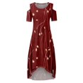 thumbnail image 3 of JULMCOMO Robes Grande Taille pour Femmes 5x Robe d'Été à Épaules Dénudées pour Invitée de Mariage Tendance à Imprimé Floral à Manches Courtes Col Ras du Cou Longue Robe Violet 5TG, 3 of 6