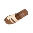thumbnail image 1 of Womens Slide Sandals Flat Toe Ring Square Toe Soft Sole Non Slip Casual Beach Sandals White, 1 of 5