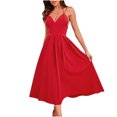 thumbnail image 2 of Gspmoly Robe pour Femmes, Mode Femmes Été Sans Manches Aguichant Décontractée Dos Nu Couleur Unie Robe à Col en V Robes de Cocktail pour Femmes Cadeaux de Vacances, 2 of 9