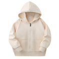 thumbnail image 1 of FAOWME Chandails à Capuche à Manches Longues pour Enfants, Unisexes, Doux, avec Poche, Beige 7-8 Ans, 1 of 7