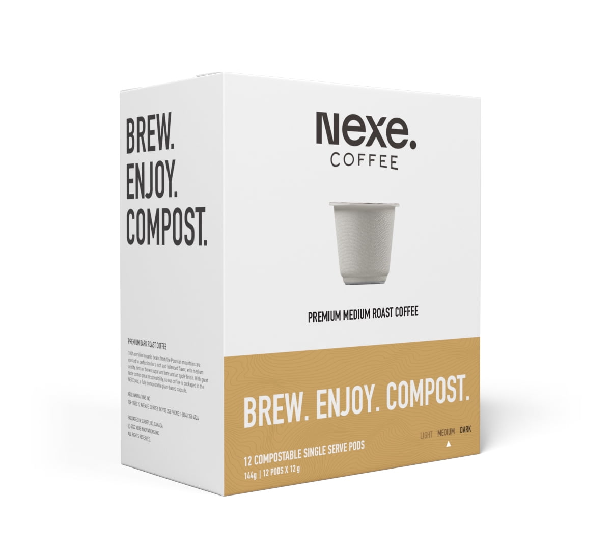 Nexe Coffee Premium Medium Roast Coffee in Keurig® Compatible Fully Compostable Pods, 12 Count