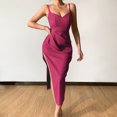 thumbnail image 1 of Gspmoly Robes pour Femmes Grande Taille, Mode Femmes Été Décontracté Uni Col en V Camis Sans Manches Gilet Longue Robe Robe de Cocktail Aubaines, 1 of 6