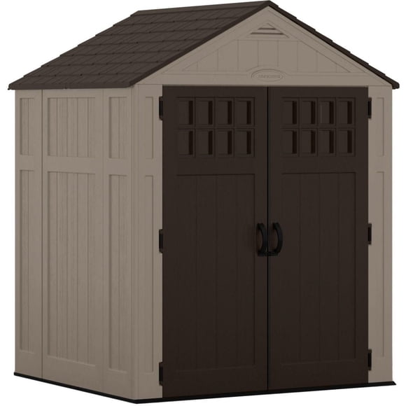 Suncast Everett 6' x 5' Storage Shed -Resin & Metal Reinforced - Dark Taupe