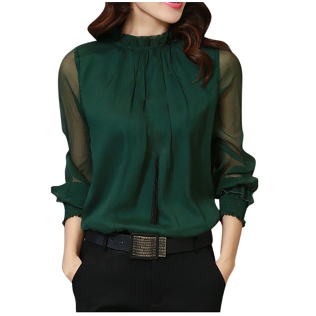IROINID Offre des Hauts Long Sleeve pour Femmes, des Hauts Solides en Patchwork à Col Rond, des Hauts Courts, Verts