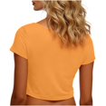 thumbnail image 5 of VSSSJ Crop Tops pour Femmes Manches Courtes Col Rond Extensible Chemise Décontractée Ajustée Solide Confortable Été Basique T-Shirts Courts Orange Taille Unique, 5 of 5