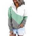 thumbnail image 1 of Chemise à Manches Longues pour Femmes, Col en V, Fermeture Éclair, Sweatshirts à Capuche avec Poche, Tunique à Cordon, 1 of 6