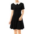 thumbnail image 1 of INSPIRE CHIC Robe Évasée pour Femme à Col Peter Pan avec Fermeture Éclair Dissimulée au Dos m Noir, 1 of 7