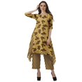 thumbnail image 2 of Moomaya Ensemble Kurti Kurta Pantalon pour Femmes Col Bateau Imprimé Robe 2 Pcs Tenue Ethnique, 2 of 6